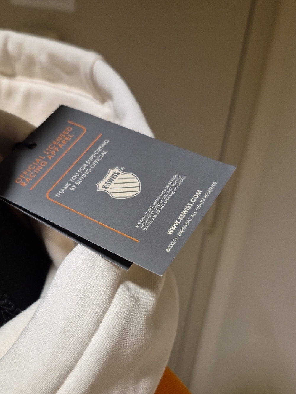 K-Swiss Men's White and Orange McClaren Hoodie with Stripe Detail - Picture 5 of 7